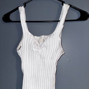 White Ribbed Knit Women's Top
